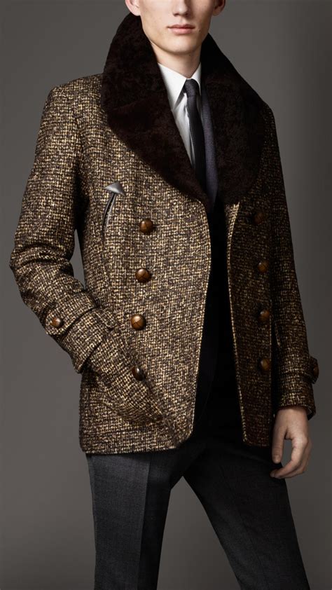 burberry logng mens coat|Burberry pea coat men's sale.